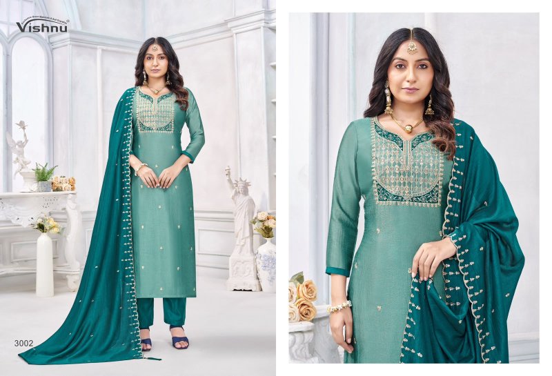 Jamaina By Vishnu Roman Silk Dress Material 